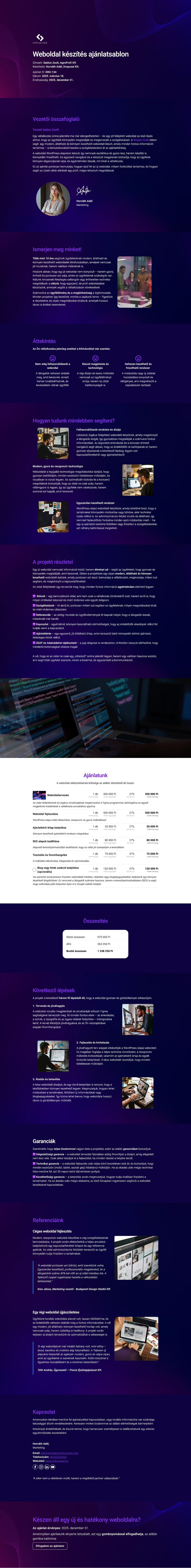 Weboldal készítés ajánlatsablon