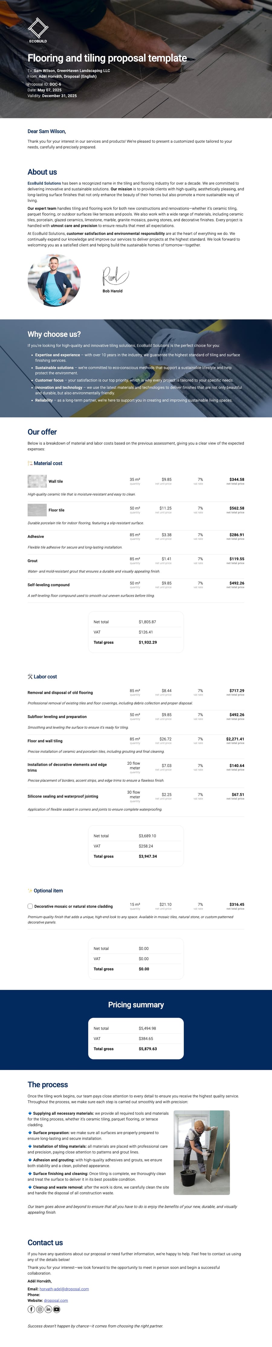 Flooring and tiling proposal template