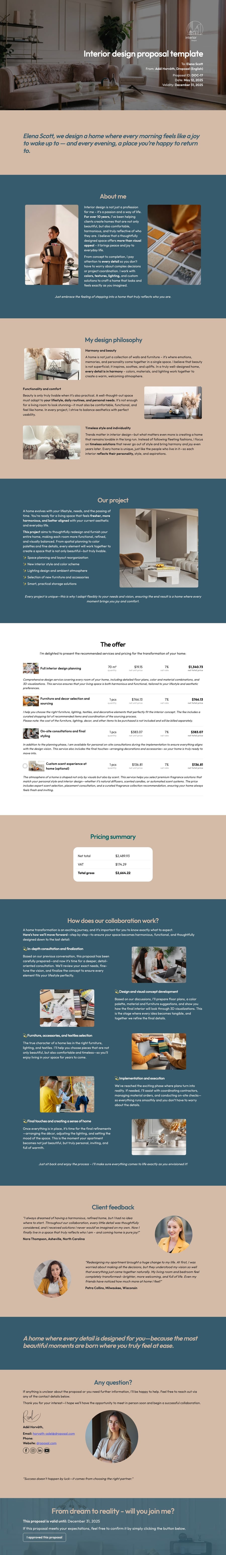 Interior design proposal template