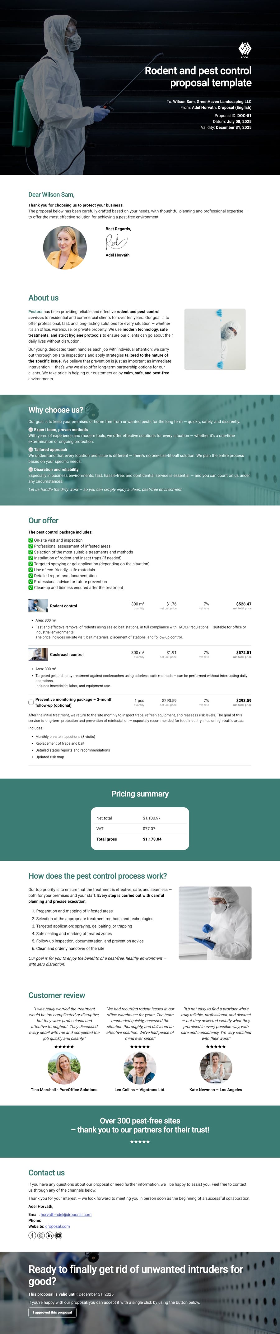 Rodent and pest control proposal template