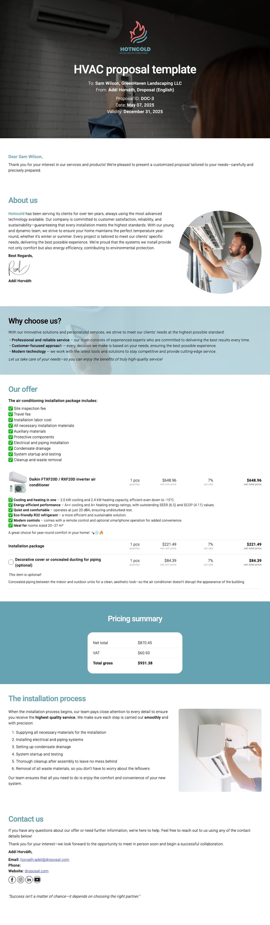 HVAC proposal template